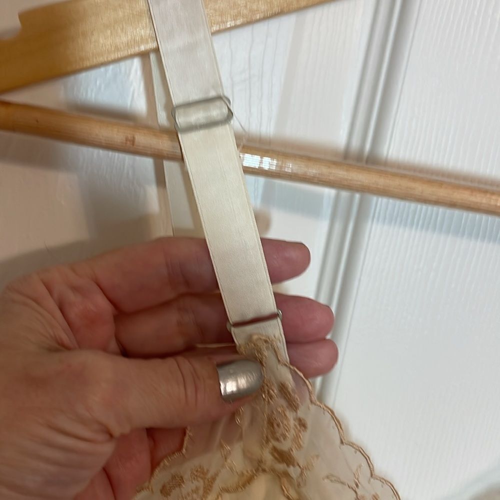 Vintage Nylon Nightgown, aesthetic, Beige, cream, Dress, Slip, Small - Picture 6 of 13